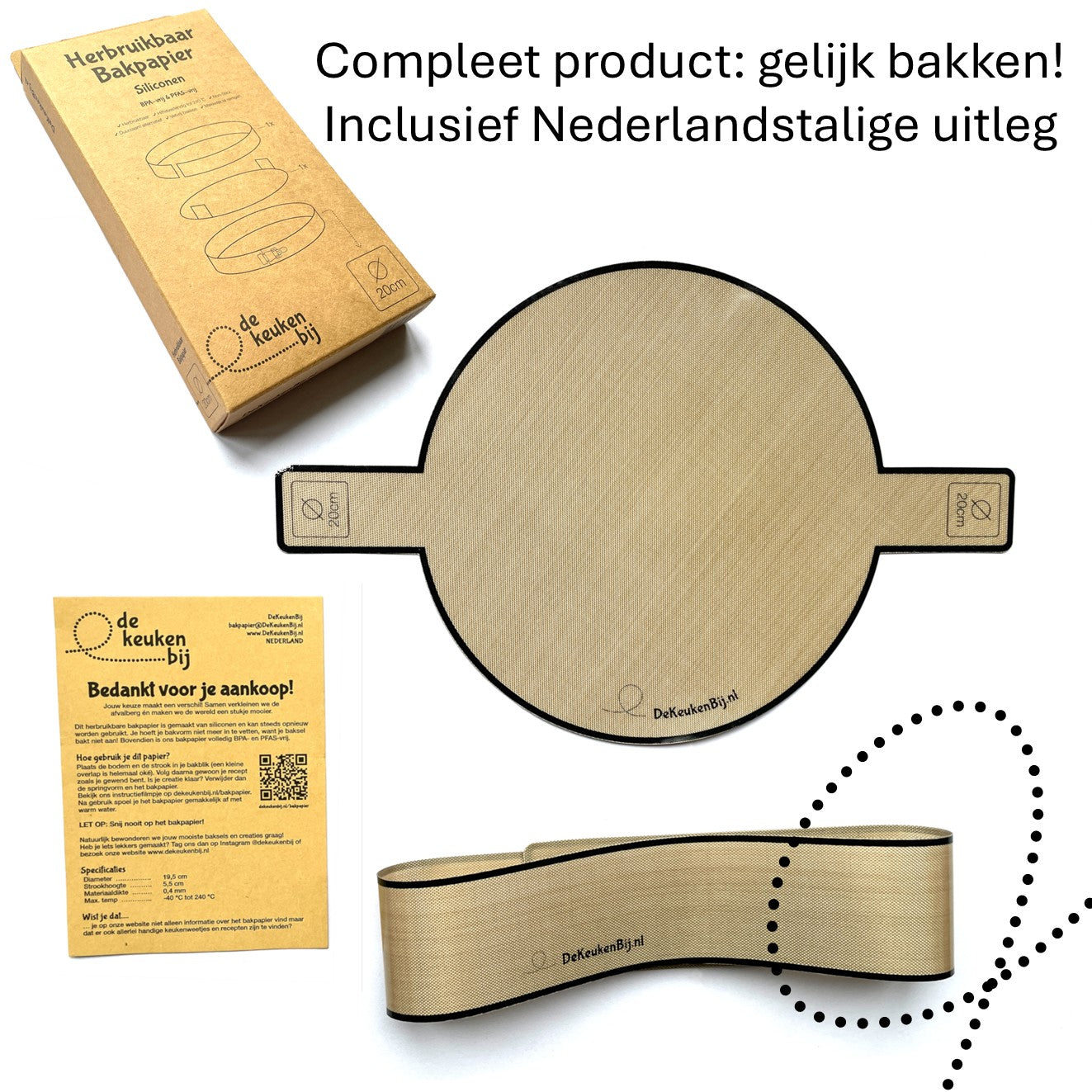 Herbruikbaar Bakpapier Rond voor springvorm van Verstevigd Siliconen – Diameter 20 cm Bakmat – BPA-vrij en PFAS-vrij