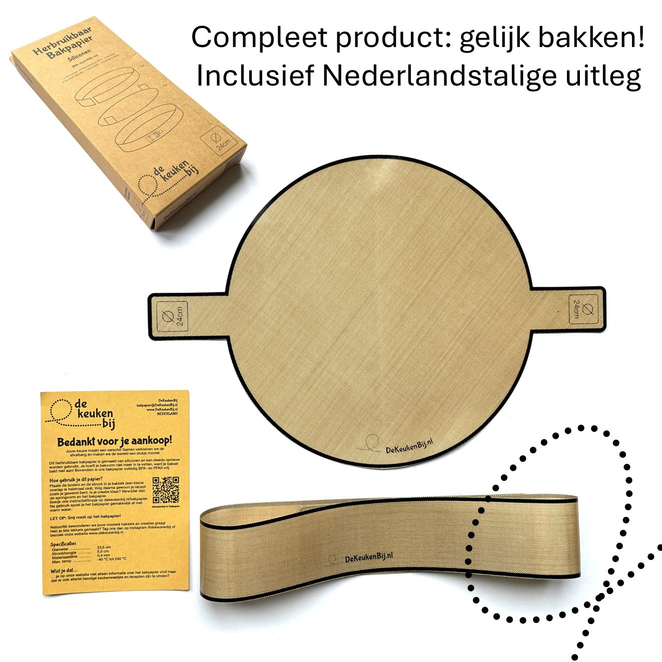 Herbruikbaar Bakpapier Rond voor springvorm van Verstevigd Siliconen – Diameter 24 cm Bakmat – BPA-vrij en PFAS-vrij