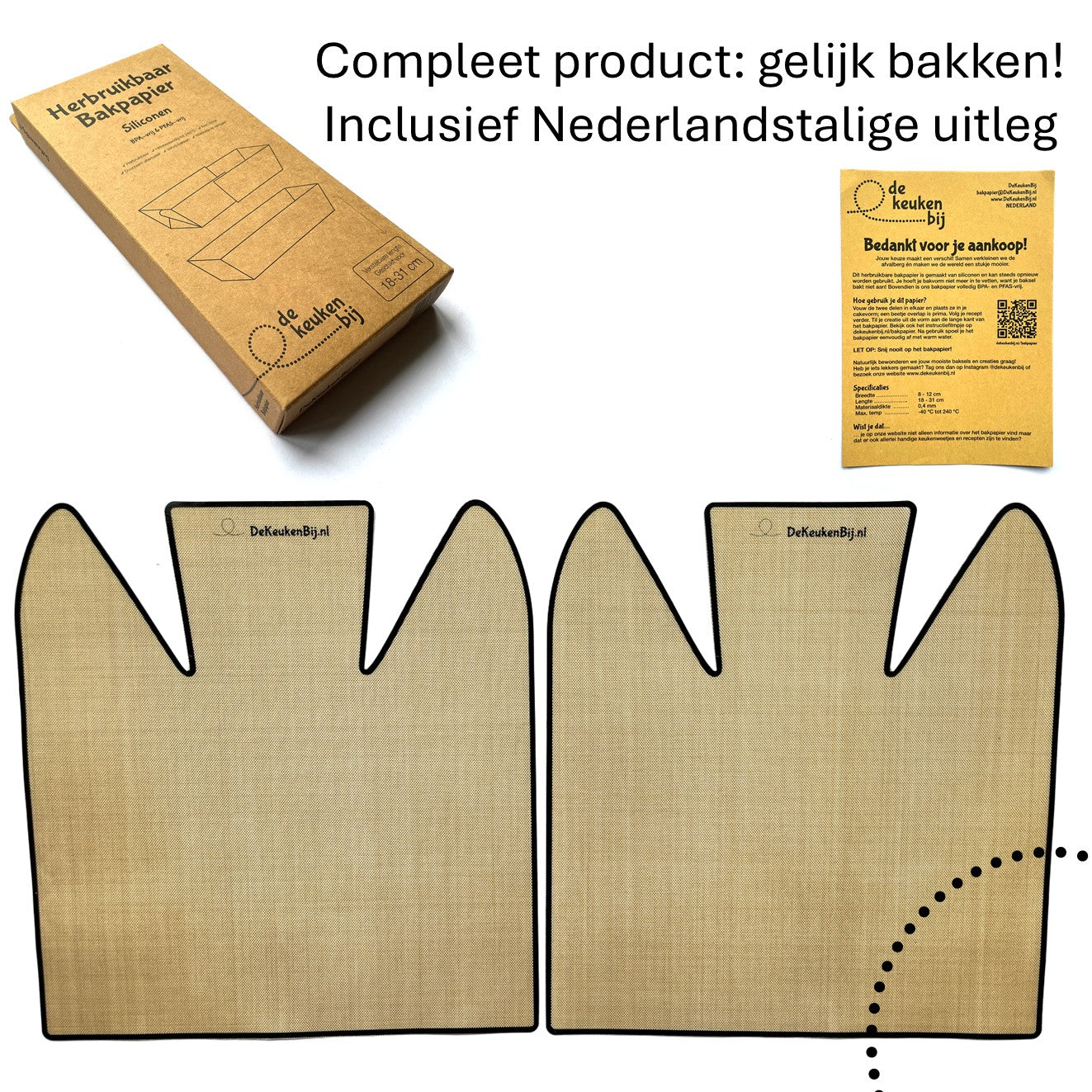 Herbruikbaar Bakpapier voor de Cakevorm van Verstevigd Siliconen – 18-31 x 8-12 cm Bakmat