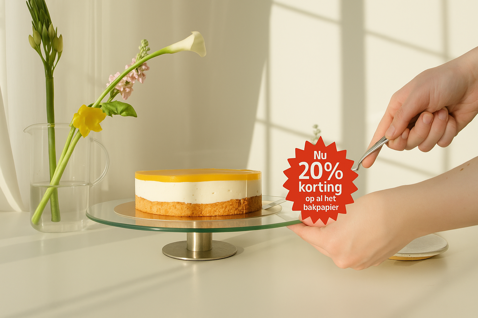 Bakfoto met aangepaste kortingssticker