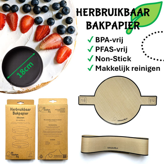 Herbruikbaar Bakpapier Rond van Verstevigd Siliconen – Diameter 18 cm Bakmat – BPA-vrij en PFAS-vrij