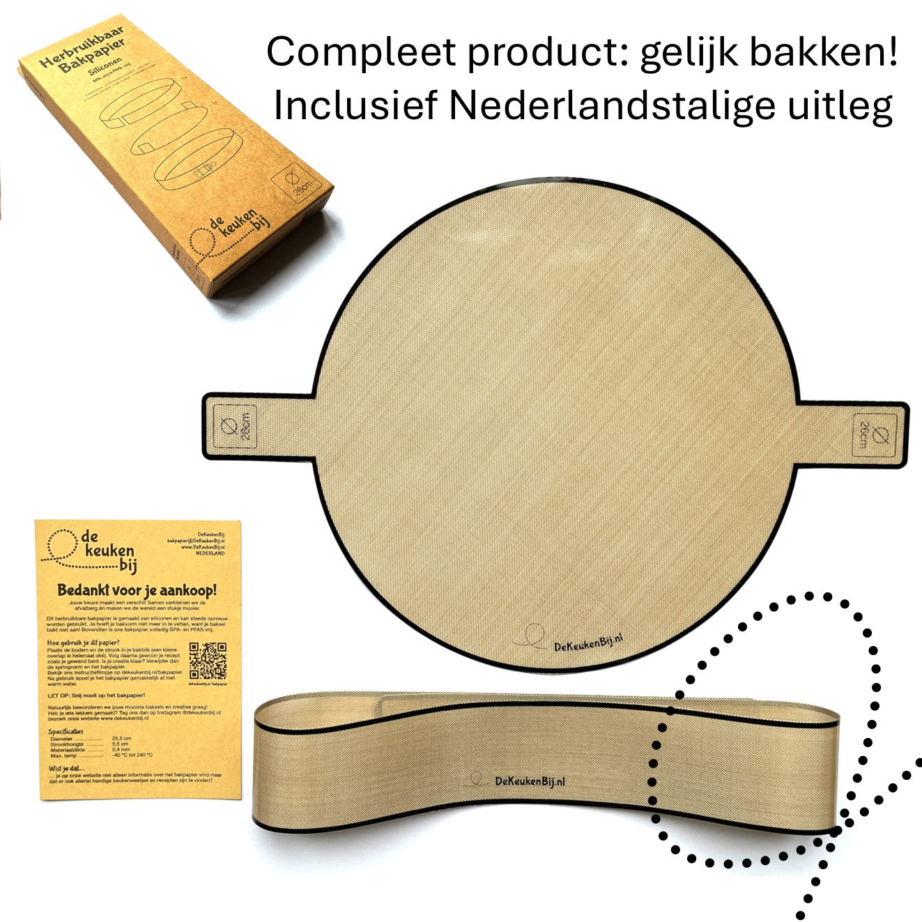 Herbruikbaar Bakpapier Rond voor springvorm van Verstevigd Siliconen – Diameter 26 cm Bakmat – BPA-vrij en PFAS-vrij