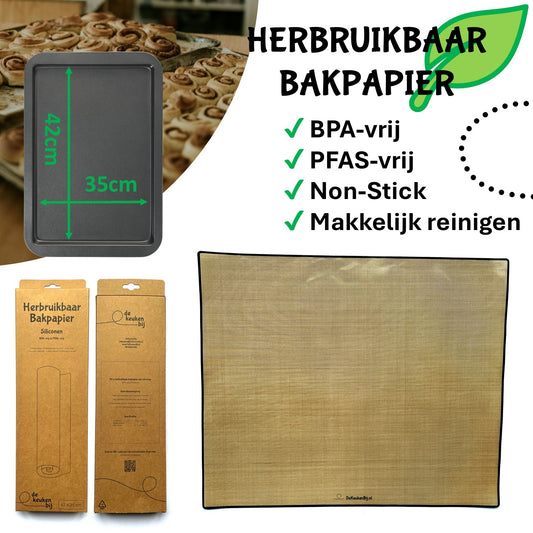 Herbruikbaar Bakpapier voor de Oven van Verstevigd Siliconen – 42 x 35 cm Bakmat